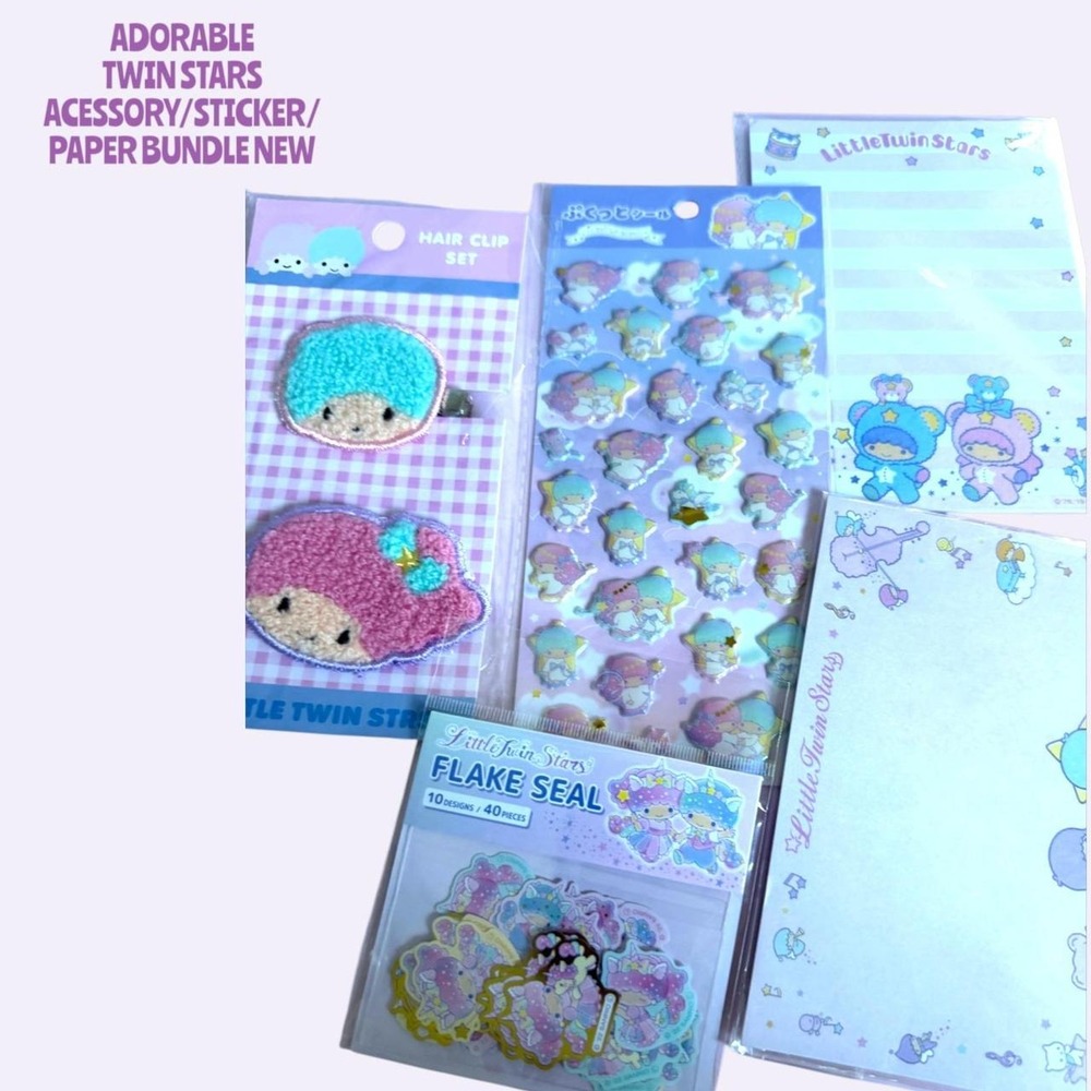 Little Twin Stars Pastel 4-Piece Stationery & Accessory Lot NEW